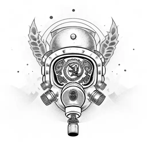 Sugar Skull Wearing A Cyberpunk Style Gas Mask