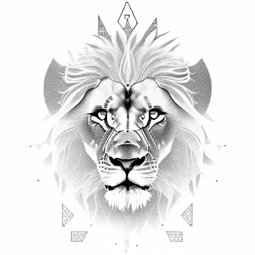 A Lion Made Up Of Electrical Circuitry With Anime Symbols Incorporated