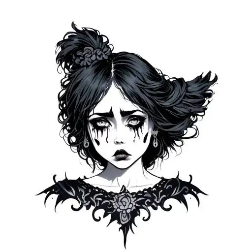 A Goth Chick Crying Woman