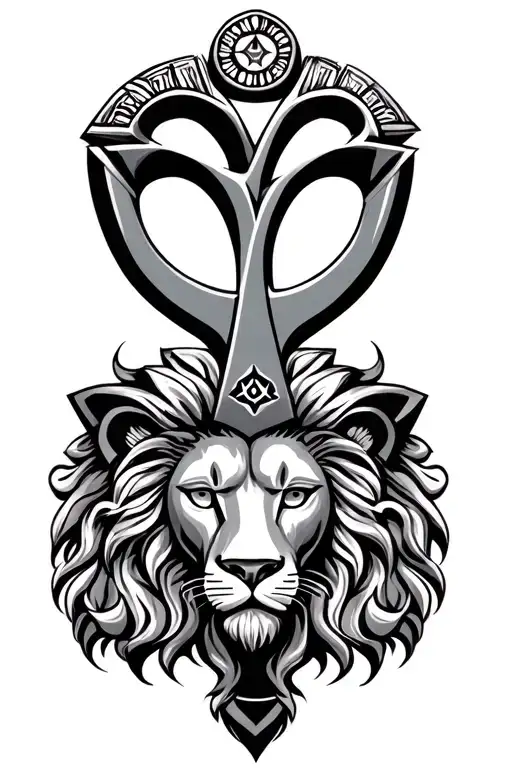 Ankh Symbol With Eye With Lion
