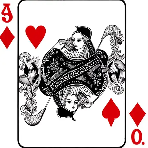 Queen Of Hearts Playing Card With Boat Fishing