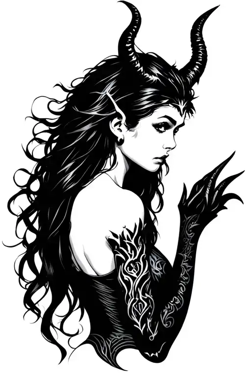 Sexy Demon Girl Side Profile