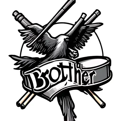 Brother Memorial Tattoo Design Featuring Drum Sticks
