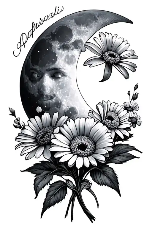 Carnation And Daisy Bouquet With Cresant Moon