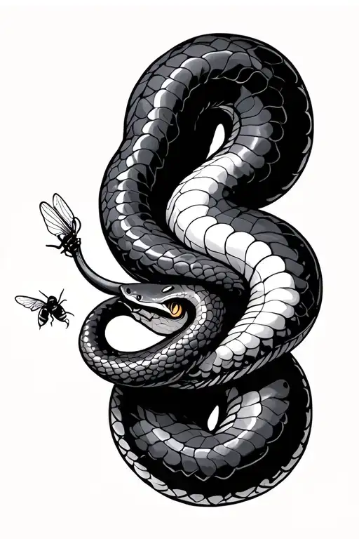 2 Heads Snake In Oposite Sides Tail And Middle Beeing Almost Straight