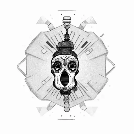 Sugar Skull Wearing A Cyberpunk Style Gas Mask