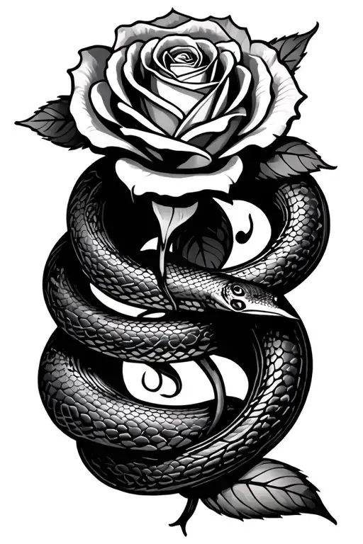 A Rose With A Snake Wrapped