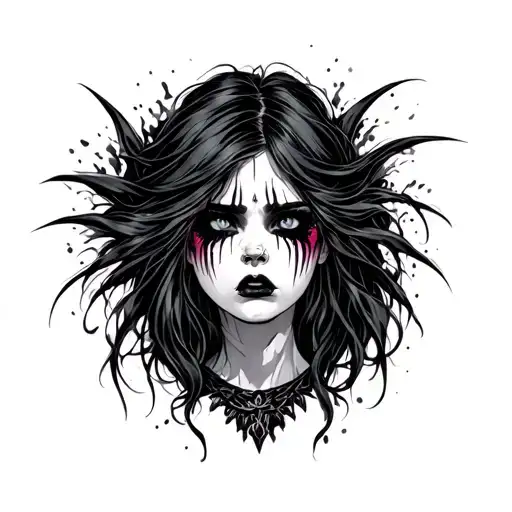 A Goth Chick Crying Woman