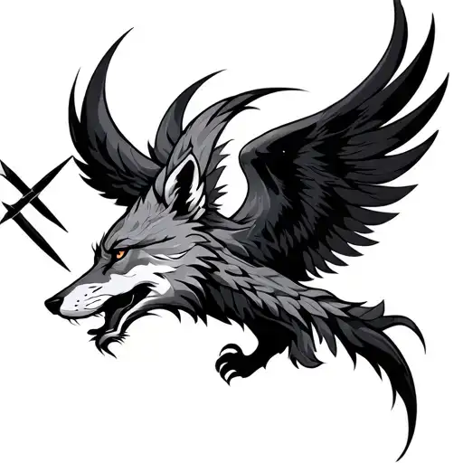 Phoenix Wolf Arrow Intertwined