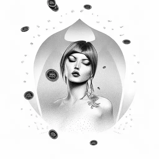 Money Raining Down On A Seductive Woman