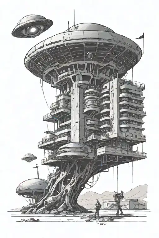 A Hotel Building On A Distant Planet With Alien Guests Checking In