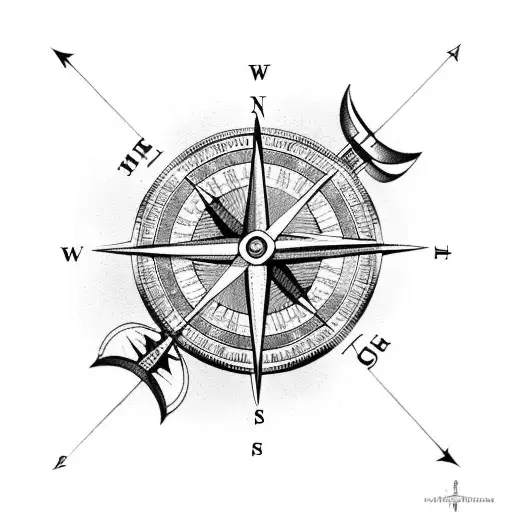 Engineer's Compass With An Anchor And Arrow Design