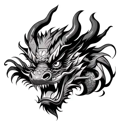 Tradition Japanese Oni Mask And Dragon