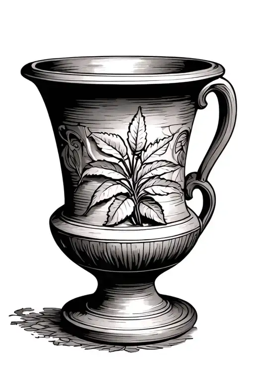 Roman Pottery With Plant