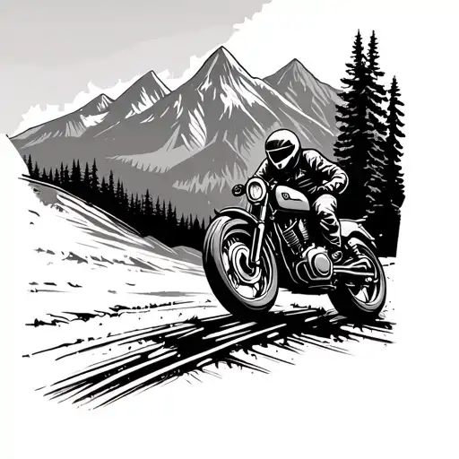 Adventure Motorcycle Riding On Nature And Mountains