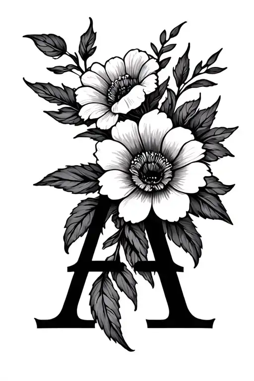 Floral Design With Letter A Minimalist