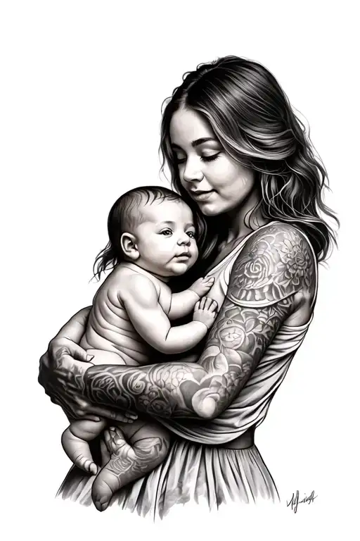 Line Art From A Real Photo Of Me Holding My Twin Babies