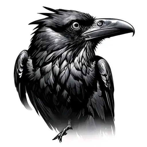 Realistic Raven Looking Up