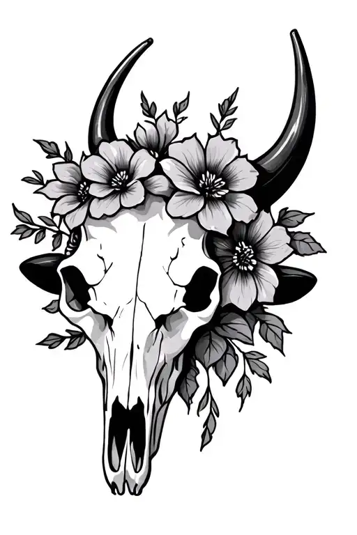 Western Bull Skull Flowers Mandela