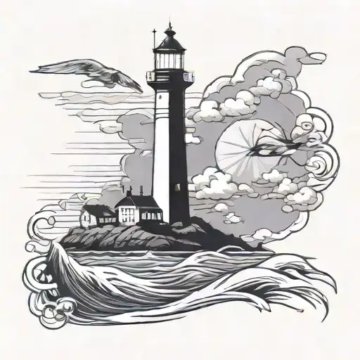 Herron And Lighthouse Standing Tall