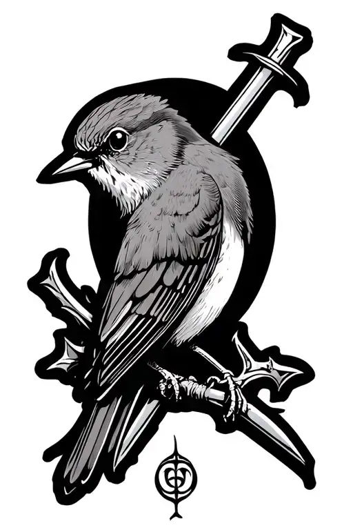 Robin Bird In 3 Of Swords Tarot Card