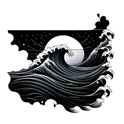 Sunrise With Waves Made Of Crystal