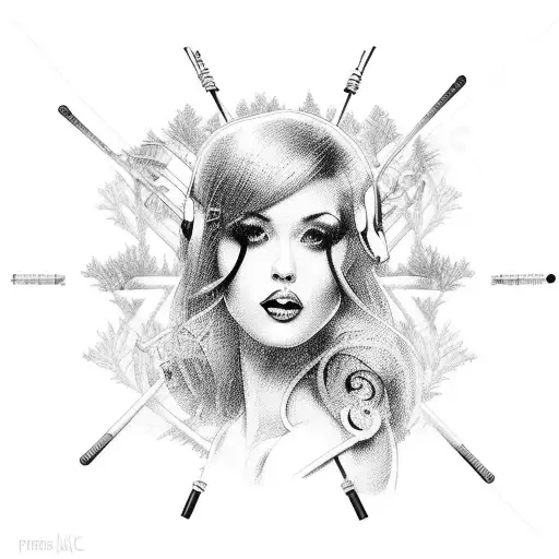 A Graceful Pole Dancer Surrounded By A Forest Of Musical Instruments