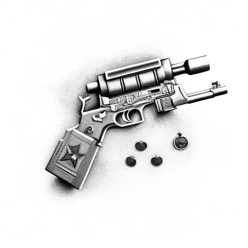 Cal45 Pistol Surrounded By Military Medals
