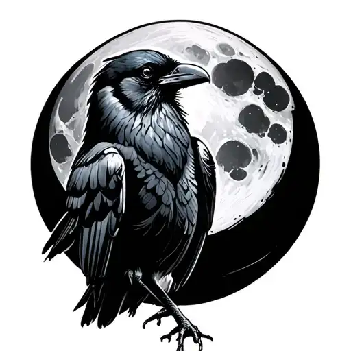 Ehite Crow On Black Moon