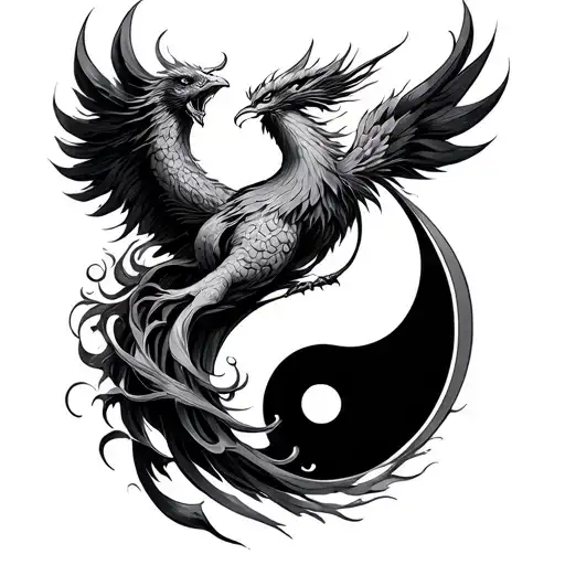 Rising Phoenix With Yin Yang