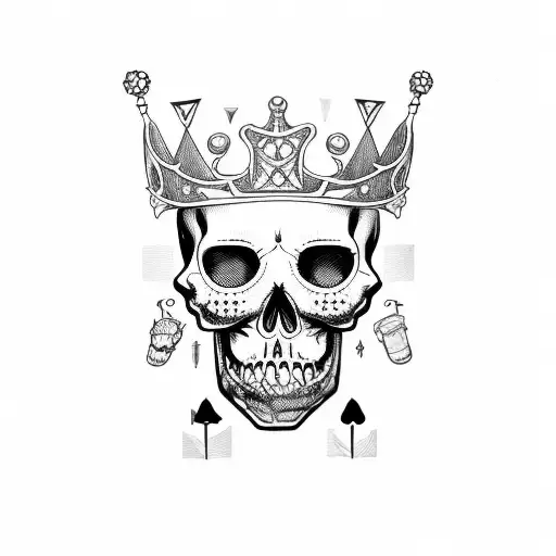 Calavera Wearing A Crown Of Clocks