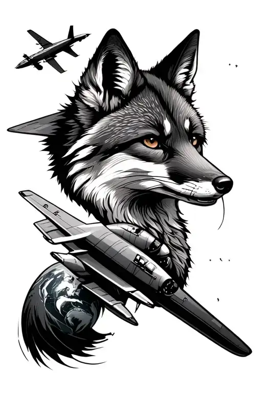 Plane And Earth And Fox Looking