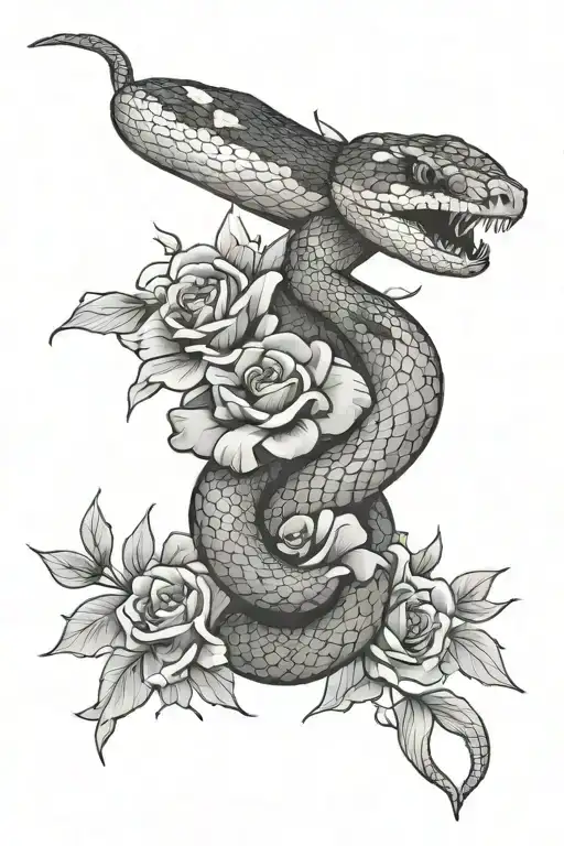 Snake And Flowers
