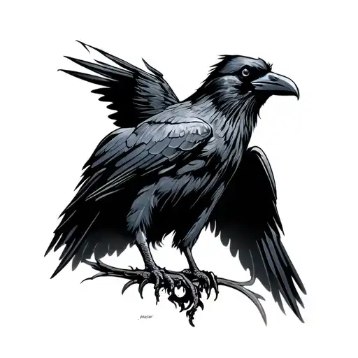 Raven Looking To The Top Left