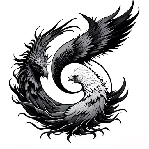 Rising Phoenix With Yin Yang