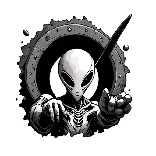 Alien Pointing Thru Portal