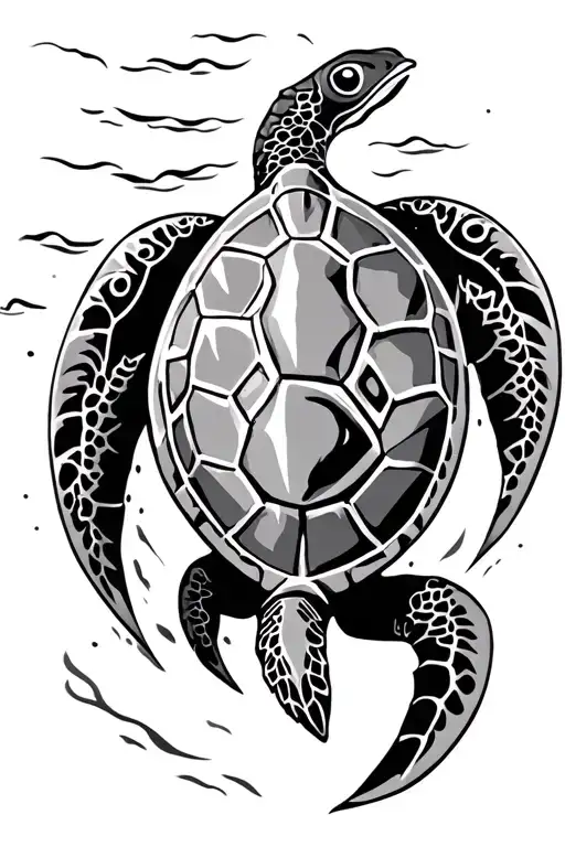 Swimming Tribal Turtle Swimming Gracefully