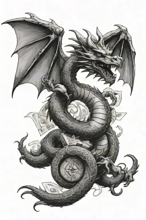 A Dragon Spinning Around With Money