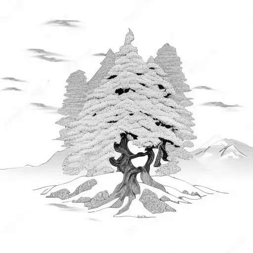 Mountain Range Background With Oak Tree Foreground