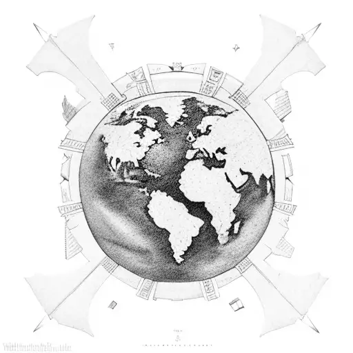 Atlas Holding The World With Roman Architecture