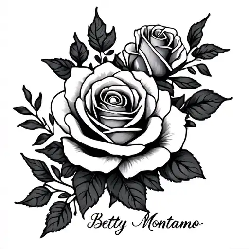Roses And Cursive Saying Betty Montano Date 2019