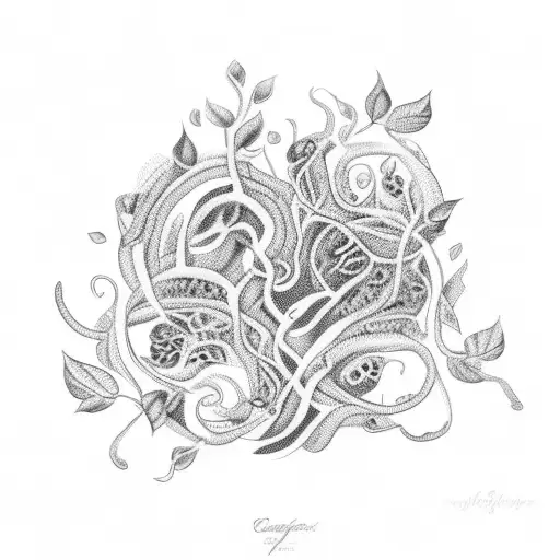 An Intricate Coffee Plant Intertwined With Animal Silhouettes