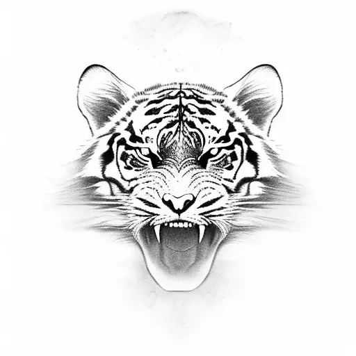 Fierce Tiger Surrounded By Viking Symbols