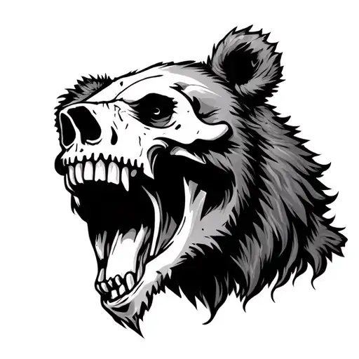 Viking Runic Bear Screaming Skull
