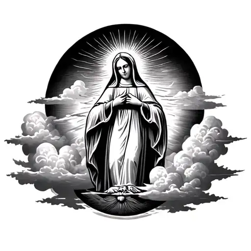 Our Lady Of Aparecida Surrounded By Clouds And Sun