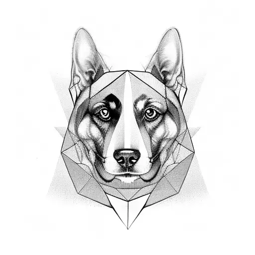 Dogs Portrait With Geometrical Surrounding