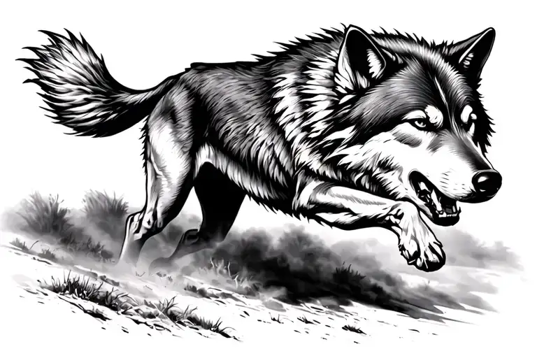 Realistic Wolf Running