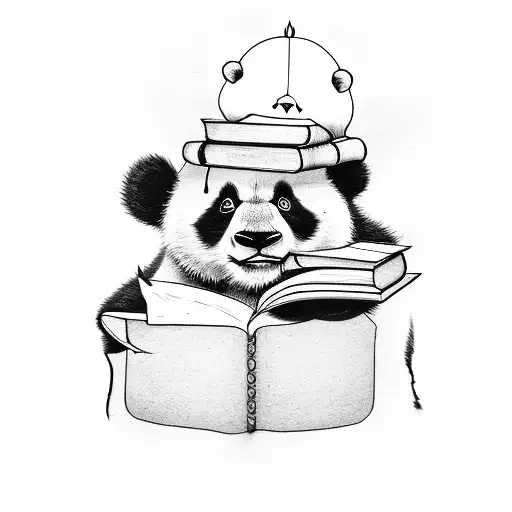 Stack Of Books With A Panda Sitting On Top