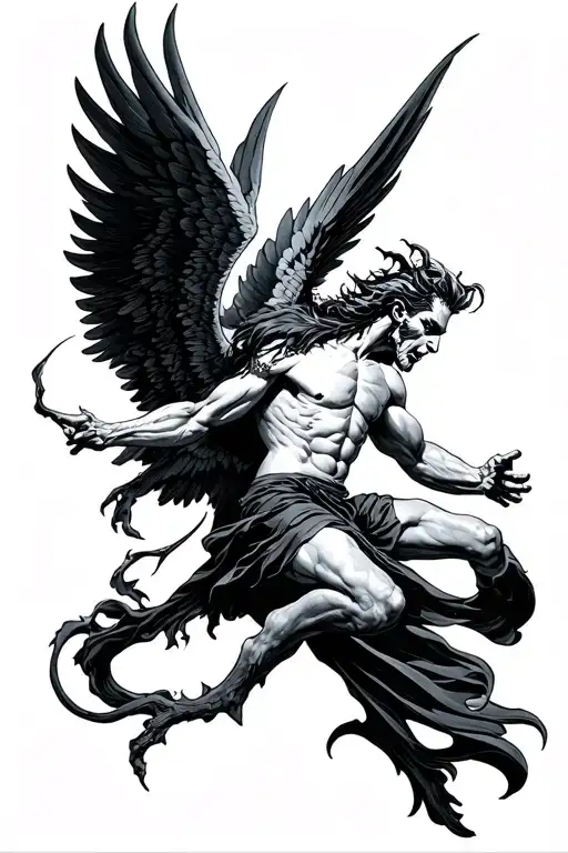 Half Angel Half Demon Man Flying