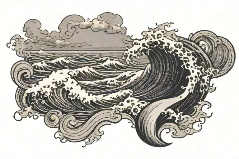 Sea With Waves Crashing In The Background